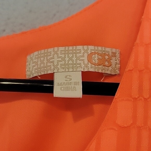 GB Neon Orange Dress Sleeveless Asymmetric Hem Party Cocktail Size S - Picture 4 of 4